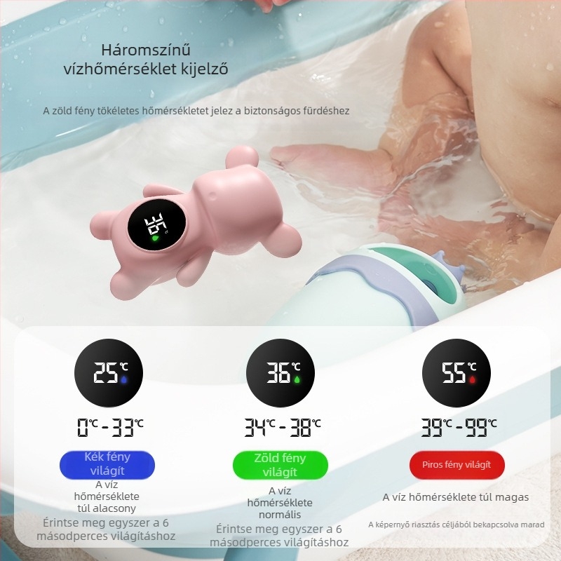 Baba fürdővíz hőmérő, nagy pontosságú digitális kijelzővel