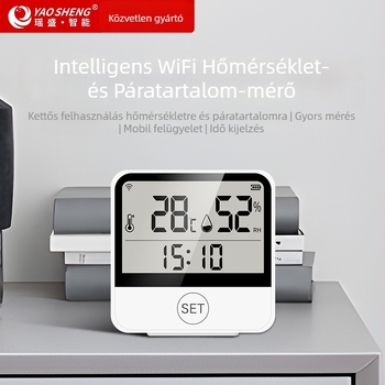 WiFi hőmérséklet- és páratartalom-szenzor adatrögzítéssel, otthoni és irodai használatra