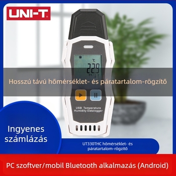 UNI-T UT330THC hőmérséklet- és páratartalom-adatgyűjtő, nagy pontosságú digitális kijelzővel és adatexportálási lehetőséggel