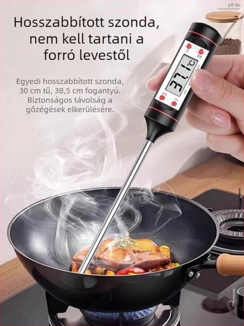 Kereskedelmi digitális élelmiszerhőmérő szondával a víz és az olaj hőmérsékletének mérésére – nagy pontosságú ipari sütő-konyhai hőmérő