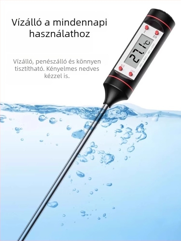 Kereskedelmi digitális élelmiszerhőmérő szondával a víz és az olaj hőmérsékletének mérésére – nagy pontosságú ipari sütő-konyhai hőmérő