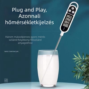 Háztartási digitális hőmérő, nagy pontosságú konyhai szondával, bébi tejének, vízének, ételének és olajának hőmérsékletéhez