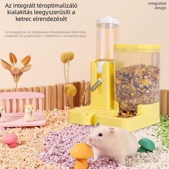 Hamster ivópalack golyóscsapos és ételtartó doboz, 2 az 1-ben szivárgásmentes etető kis hörcsögöknek