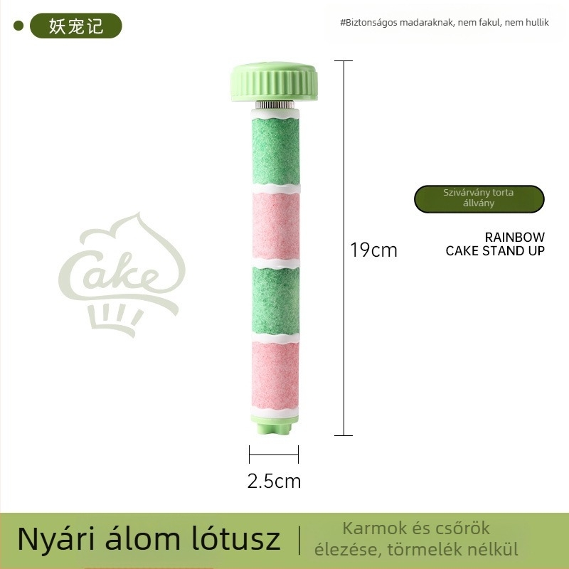 Fából készült papagáj-perch csőr- és körmök reszelő játékkal, színes rudak a pihenéshez
