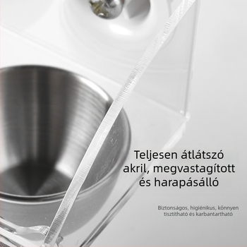 Akril papagáj etető tál anti-spill funkcióval rozsdamentes acél betéttel
