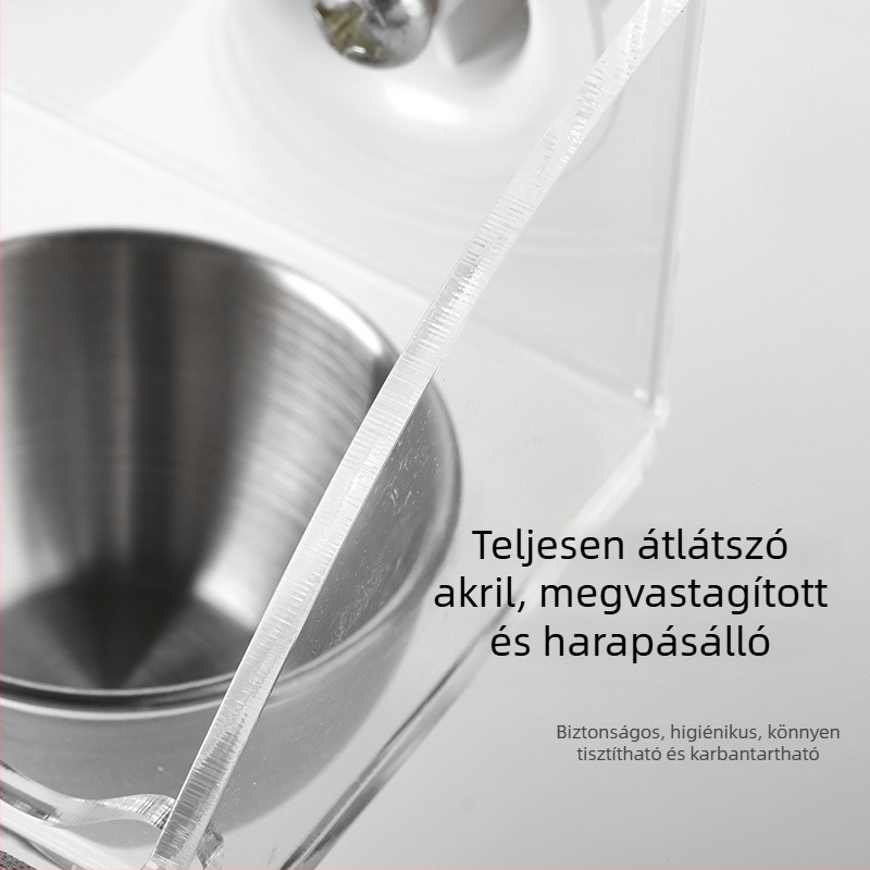 Akril papagáj etető tál anti-spill funkcióval rozsdamentes acél betéttel