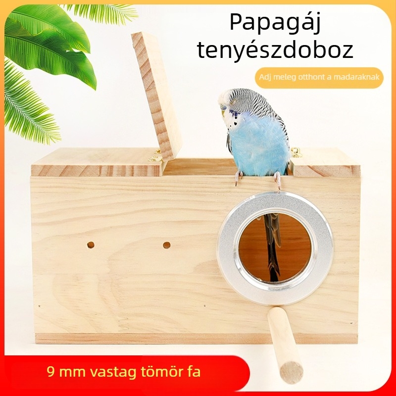 Fából készült papagájtenyésztő doboz, függő fészek, meleg madárkalitka kiegészítők
