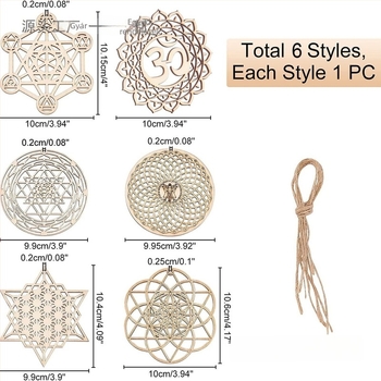 Fából készült üreges geometriai mintás dekoratív elem DIY projektekhez