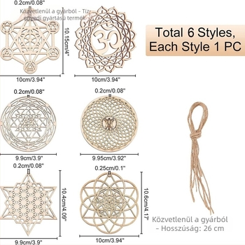 Fából készült üreges geometriai mintás dekoratív elem DIY projektekhez