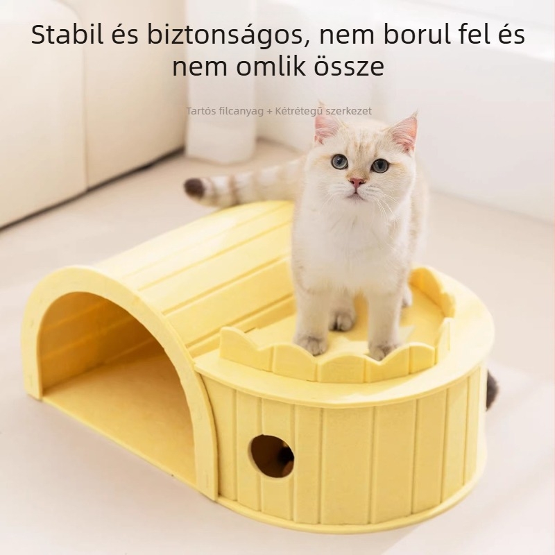 Filcből készült macskaalagút és alvófülke, minden egyben: játék és alvás minden évszakhoz, tartós és szálhullástól mentes