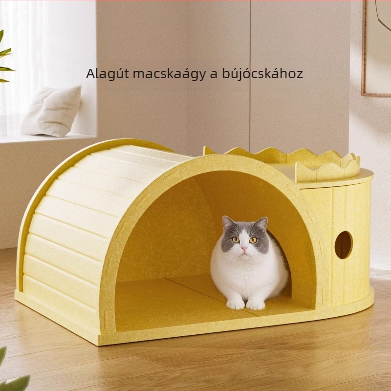 Filcből készült macskaalagút és alvófülke, minden egyben: játék és alvás minden évszakhoz, tartós és szálhullástól mentes