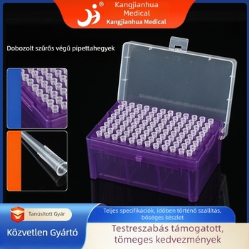 Dobozos szűrőcsúcsok 10 mL–10 mL-es pipettahegyek, laboratóriumi használatra
