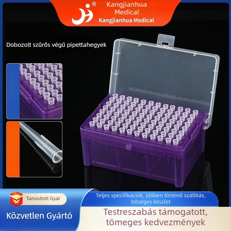 Dobozos szűrőcsúcsok 10 mL–10 mL-es pipettahegyek, laboratóriumi használatra