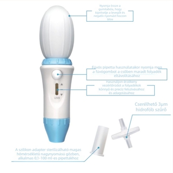 Állítható kézi pipetta 0,1–100 ml laboratóriumi használatra