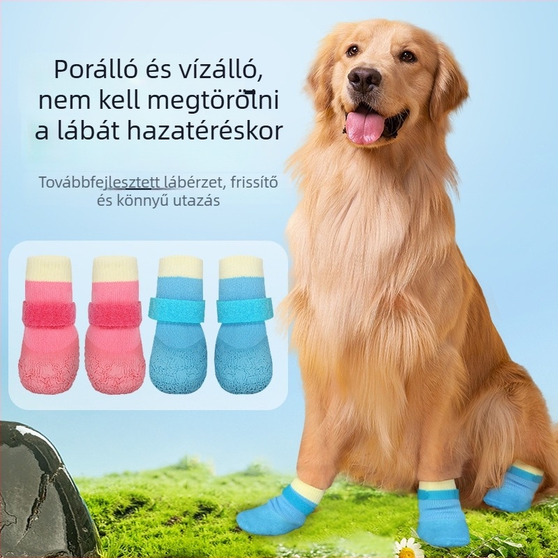 Összes évszakra tervezett kutyacipő, csúszásmentes és vízálló talppal, valamint puha, kopásálló zoknival, Shiba Inunak és Bichon Frisé számára