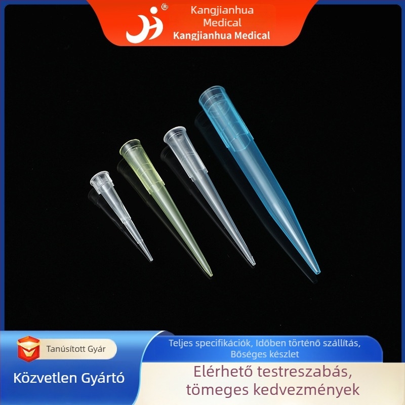 Hosszú, széles nyílású pipettahegyek, egyszer használatos, 10 µL / 200 µL / 1 mL / 5 mL
