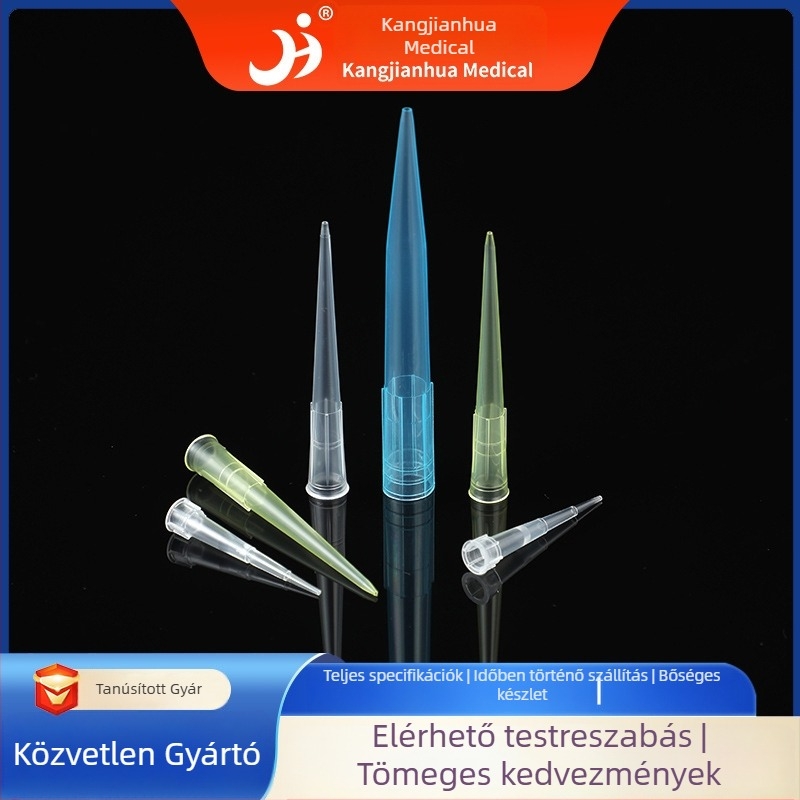 Hosszú, széles nyílású pipettahegyek, egyszer használatos, 10 µL / 200 µL / 1 mL / 5 mL