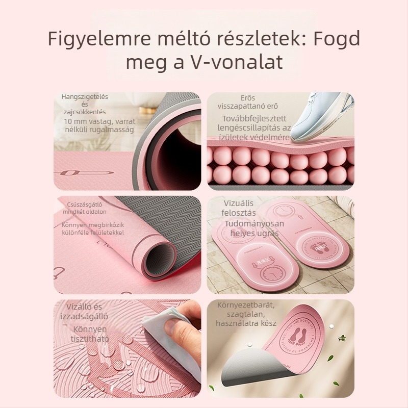 TPE professzionális ugrókötél matrac, szélesebb és vastagabb, hangszigetelés és ütéscsillapítás, csúszásmentes edzés- és jóga matrac, 140 x 62,5 cm
