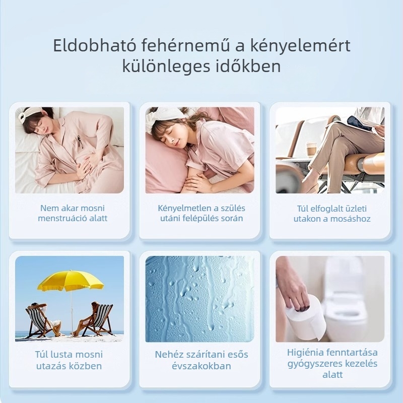 Női egyszer használatos fehérnemű, EO-sterilizált, egyedi csomagolásban, utazáshoz ideális, szülés utáni használatra