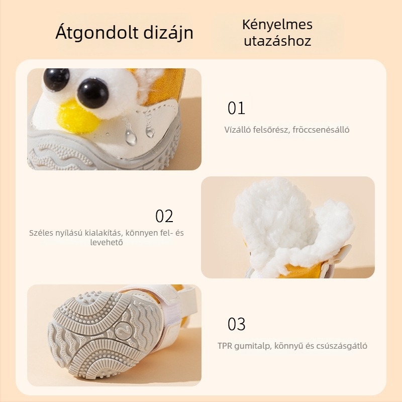 Őszi-téli kutyapapucs meleg belsővel, csúszásmentes, tartós, kicsi és közepes méretű ebeknek