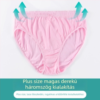Női pamutból készült magas derekú bugyi, nagy méret, légáteresztő, egyszínű, elasztikus
