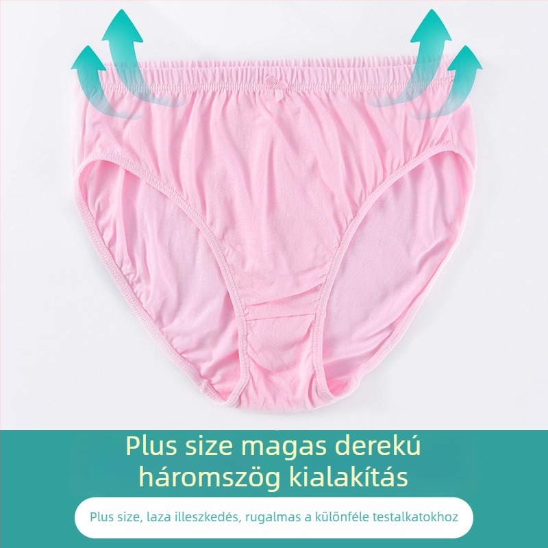 Női pamutból készült magas derekú bugyi, nagy méret, légáteresztő, egyszínű, elasztikus