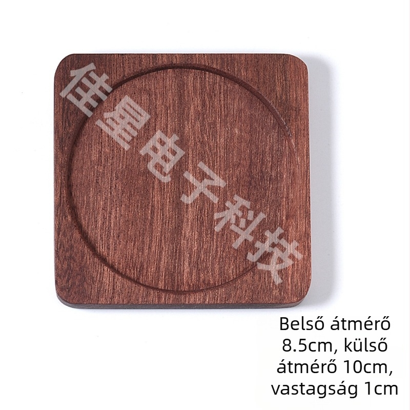 Természetes fa poháralátét egyedi logó gravírozással, skandináv stílus, több faopcióval, 10×10 cm