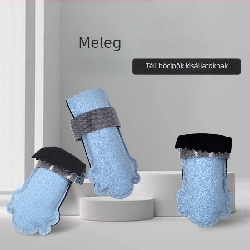 Kutyacipő készlet: vastag meleg anti-slip téli csizmák kis- és közepes méretű kutyáknak, kutyus zoknik, pamut kutyacipők, nem csúsznak le a lábáról