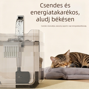 Macska- és kutyavízitató, csendes, energiahatékony, nagy kapacitású, vízkeringés, automatikus itató