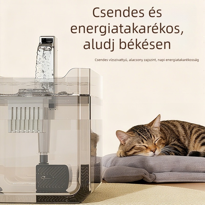 Macska- és kutyavízitató, csendes, energiahatékony, nagy kapacitású, vízkeringés, automatikus itató