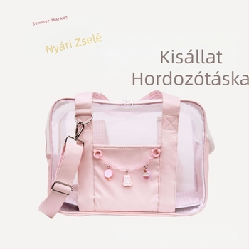 PINCOOL PU macska- és kis kutya szállító táska, lélegző, széles kilátással, hordozható kimenő táska macskáknak és kiskutyáknak 5 kg-ig