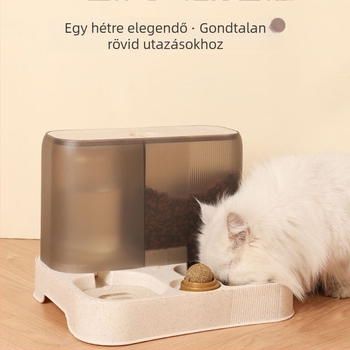 Beépített automata etető- és itatóedény háziállatok számára, nagy kapacitású – macska és kutya