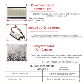 Tesla Model S LED rendszámfény, 12V, 3W, 6500K, 2835 LED, PC ház