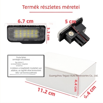 Tesla Model S LED rendszámfény, 12V, 3W, 6500K, 2835 LED, PC ház