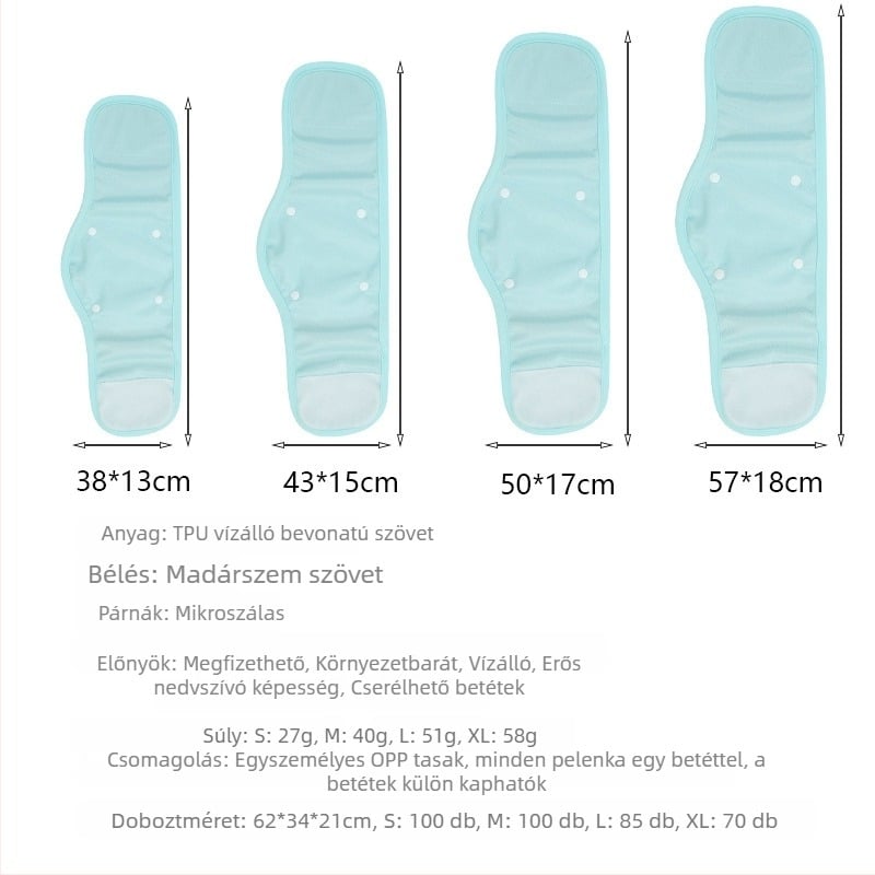 Légáteresztő textilpelenka kis testű kutyáknak, cserélhető betétekkel és patentos zárással