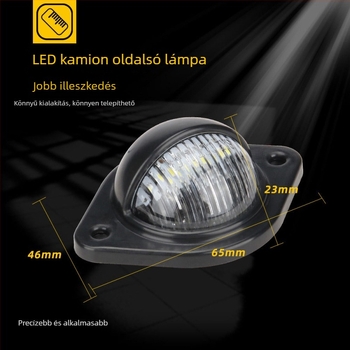 Univerzális LED kör alakú rendszámtábla fény, 3 LED, RV-k és teherautók számára, nagy fényerő LED dióda