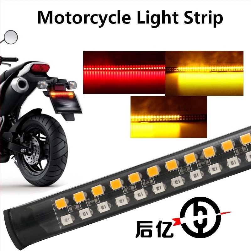48–LED SMD motorkerékpár fénycsík, féklámpával, irányjelzővel és rendszámtábla világítással, szilikon ház
