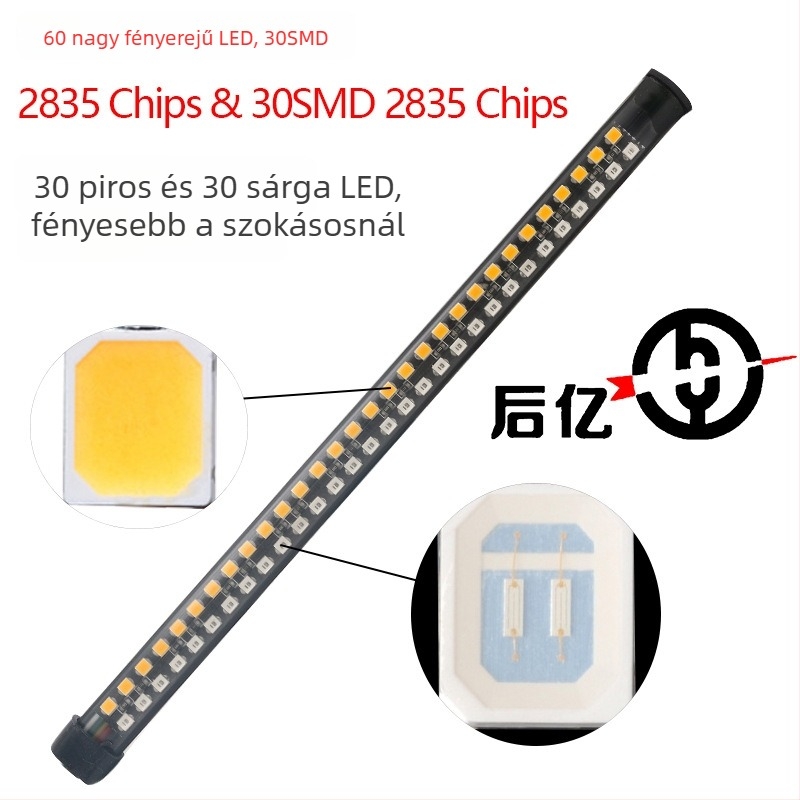 48–LED SMD motorkerékpár fénycsík, féklámpával, irányjelzővel és rendszámtábla világítással, szilikon ház