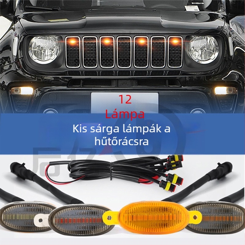 Raptor-stílusú pickup grille világítás, 12 LED, sárga