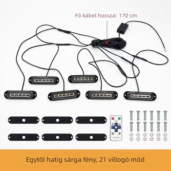 Kamion hűtőmaszk LED figyelmeztető lámpa, 12V-24V, nagy fényerő, vízálló, sárga, univerzális
