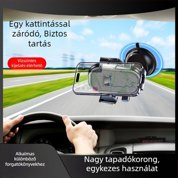 Univerzális autós telefon-tartó vákuumos rögzítéssel navigációhoz, középkonzolra és első szélvédőre