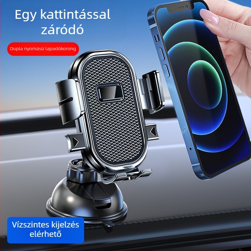 Univerzális autós telefon-tartó vákuumos rögzítéssel navigációhoz, középkonzolra és első szélvédőre
