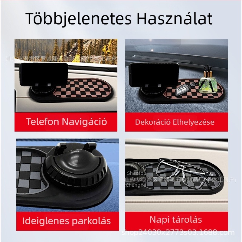 Autótelefon-tartó csúszásmentes navigációs párnával, parkolási jel és központi konzol multifunkciós tartóval