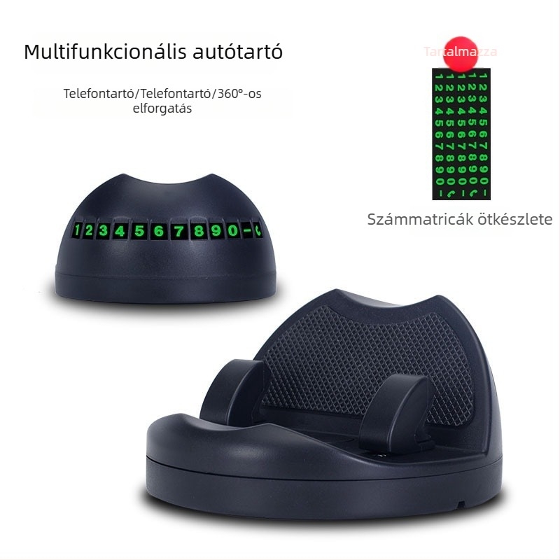 Autótelefon-tartó csúszásmentes navigációs párnával, parkolási jel és központi konzol multifunkciós tartóval