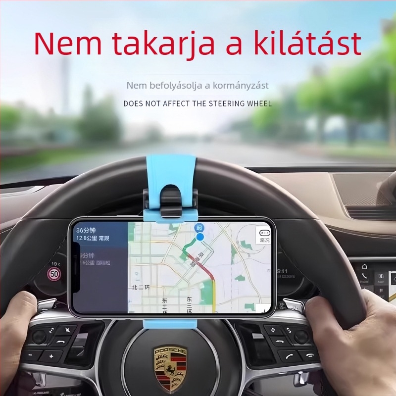 Autó kormánykerékhez készült telefon-tartó, hordozható központi konzolhoz tartó, kopásálló és stabil