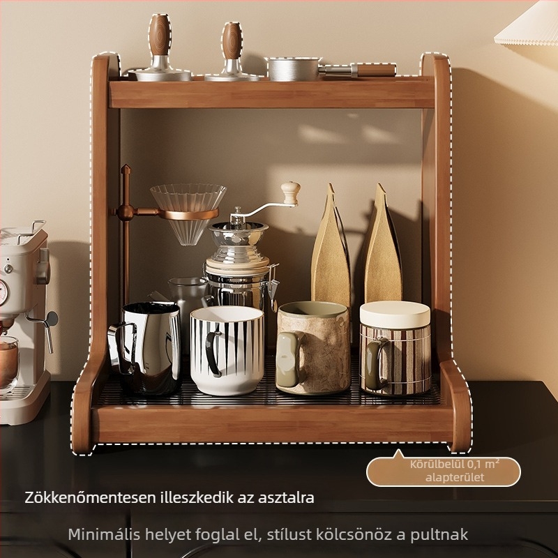 Két szintes bambusz pohártartó asztali tároló – vintage stílus