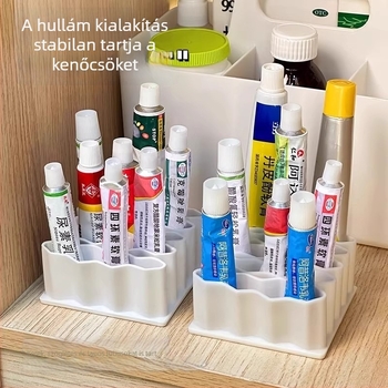 Hullámos asztali tároló rekesz ragasztóhoz, csíkokhoz és gyógyszerekhez