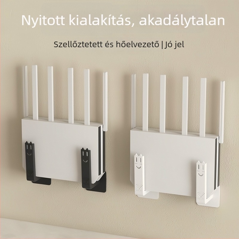 Fali router- és médiai eszközök polc Wi‑Fi és set-top box tárolóval – fúrás nélkül szerelhető
