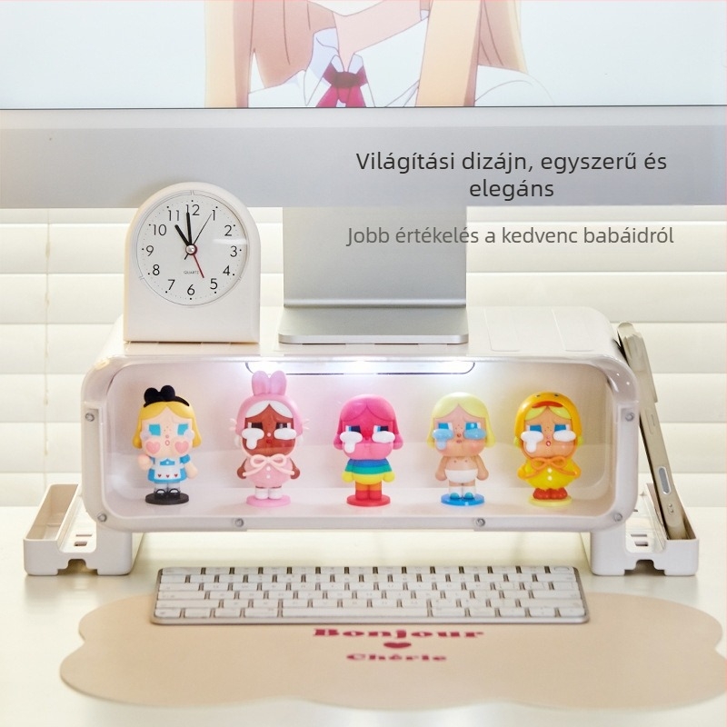Asztali monitoremelő, áttetsző kiállító talp blind box figuráknak