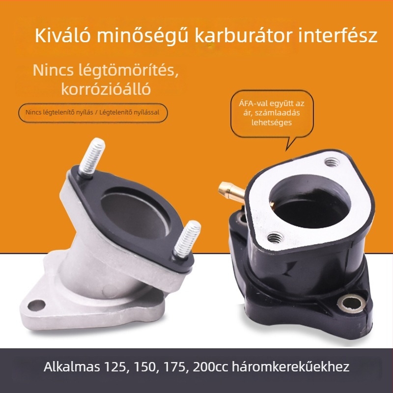 Motorkerékpár-karburátor csatlakozó CG125/150/200 — alumínium-gumi belépőcső-interfész háromkerekű motorkerékpárhoz